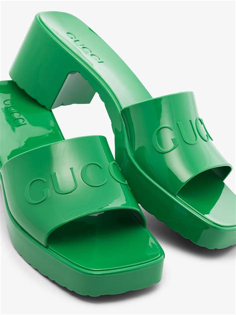 gucci rubber sandals green|gucci perforated rubber sandals.